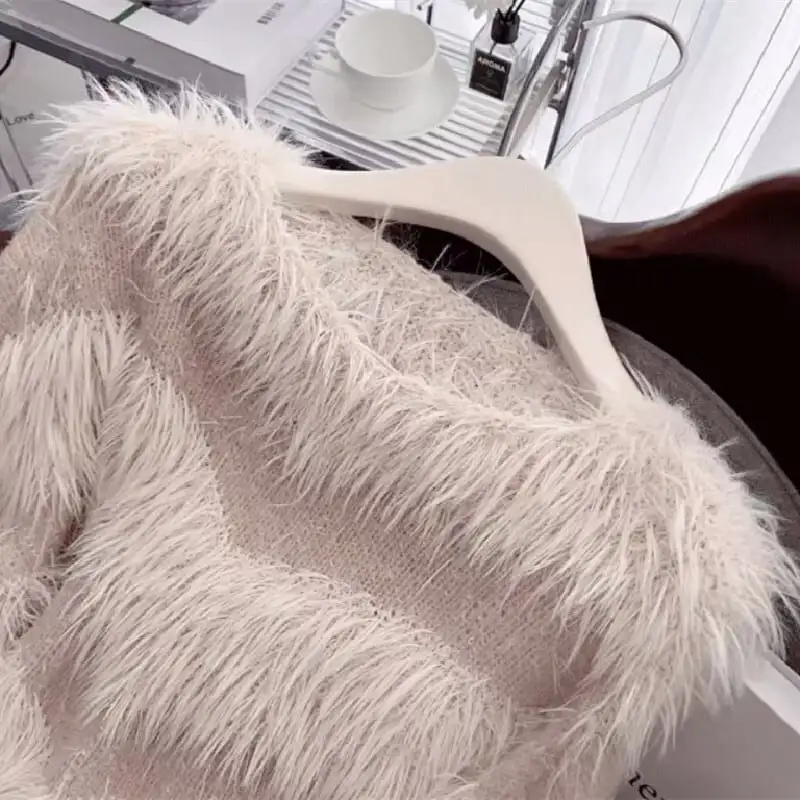 トップス セーター 4色展開 長袖 グレーパープル ホワイト ダークベージュ ピンク