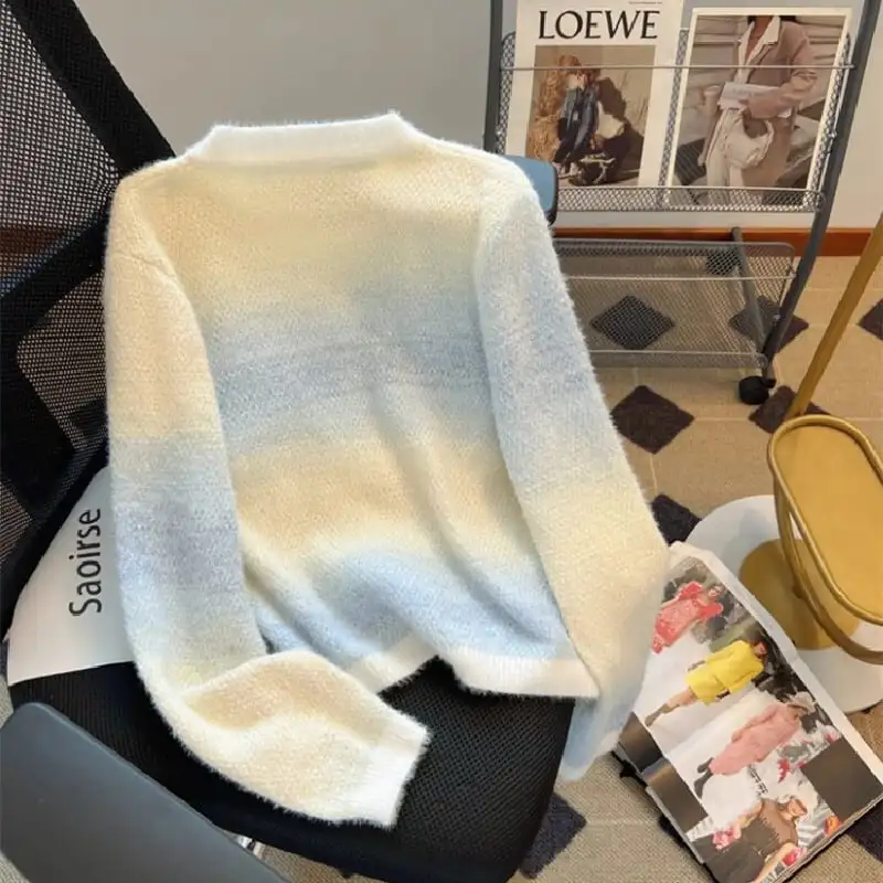 トップス セーター 配色 シンプル 蝶結び