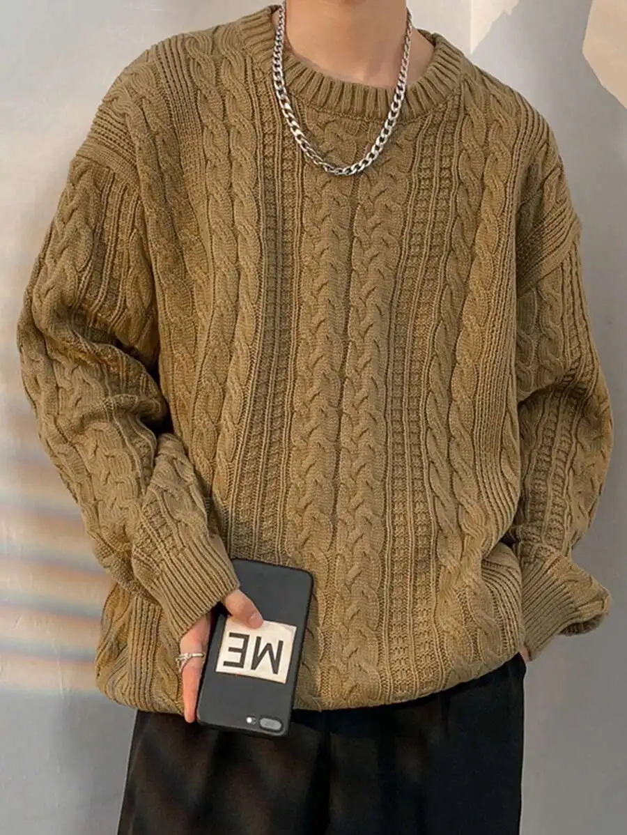 メンズ オーバーサイズ ドロップショルダー ルーズフィット カジュアルセーター