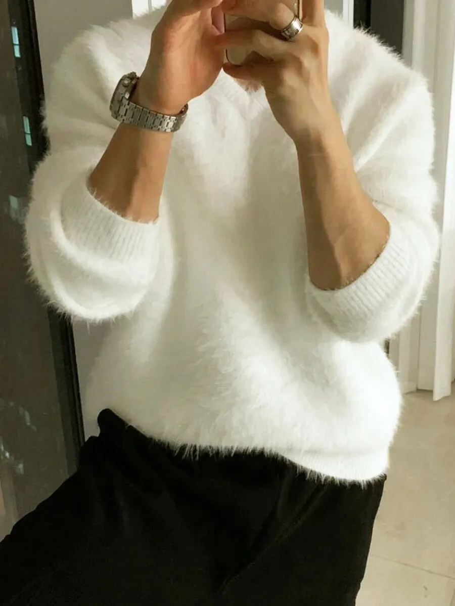 ゆったり カジュアル ユニセックス ニットセーター ルーズ Vネック