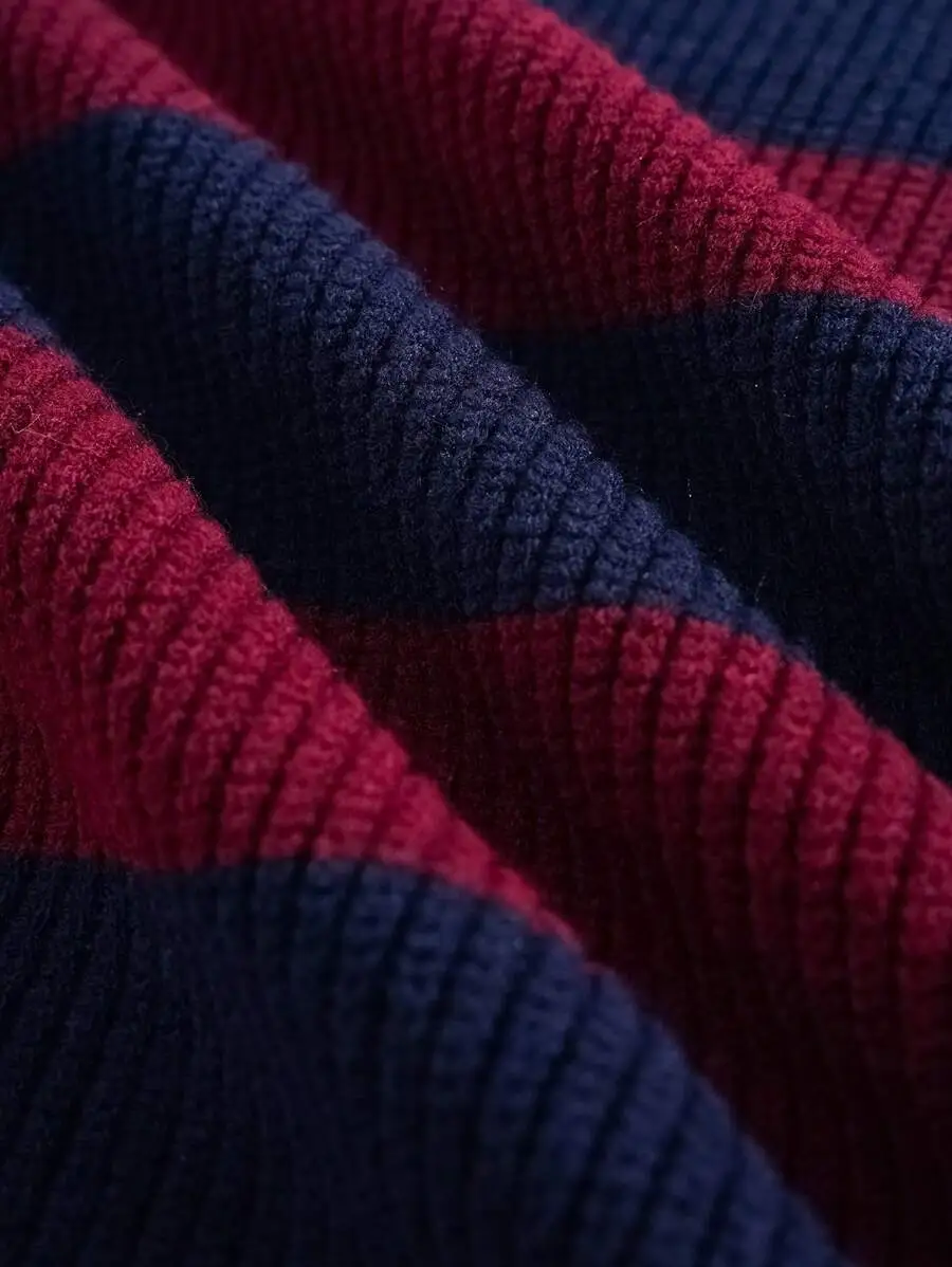 コントラストカラー クルーネック ルーズ  プルオーバーセーター