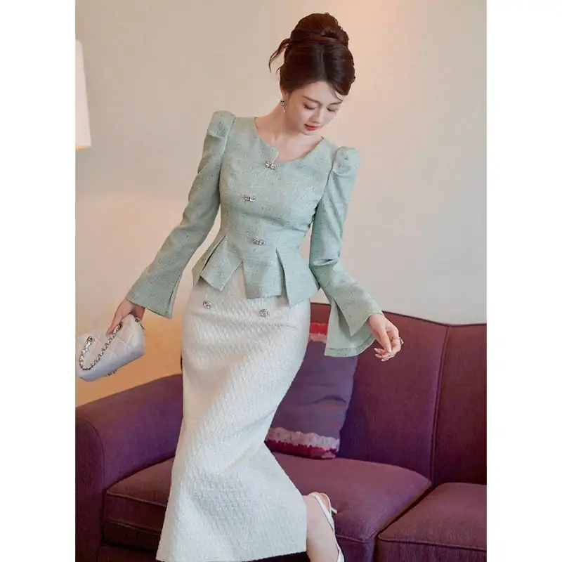 トップス スピーカースリーブ スリット 長袖 エレガント