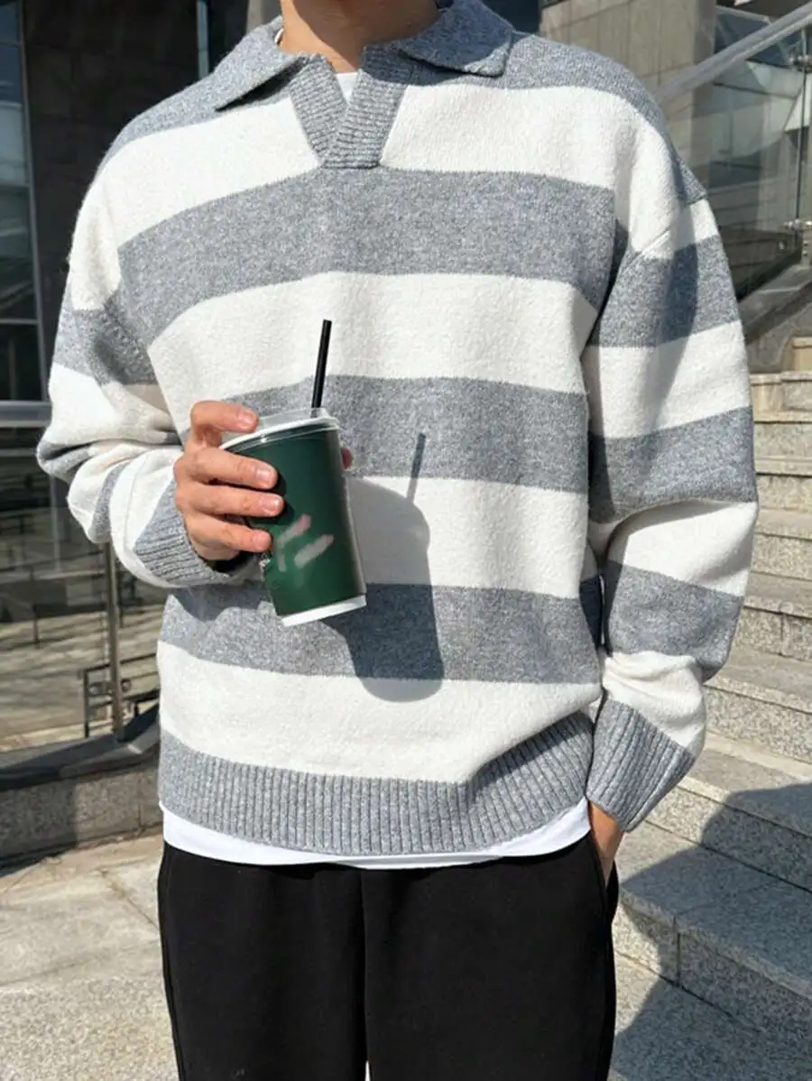 2色切替 ドロップショルダー メンズ  セーター