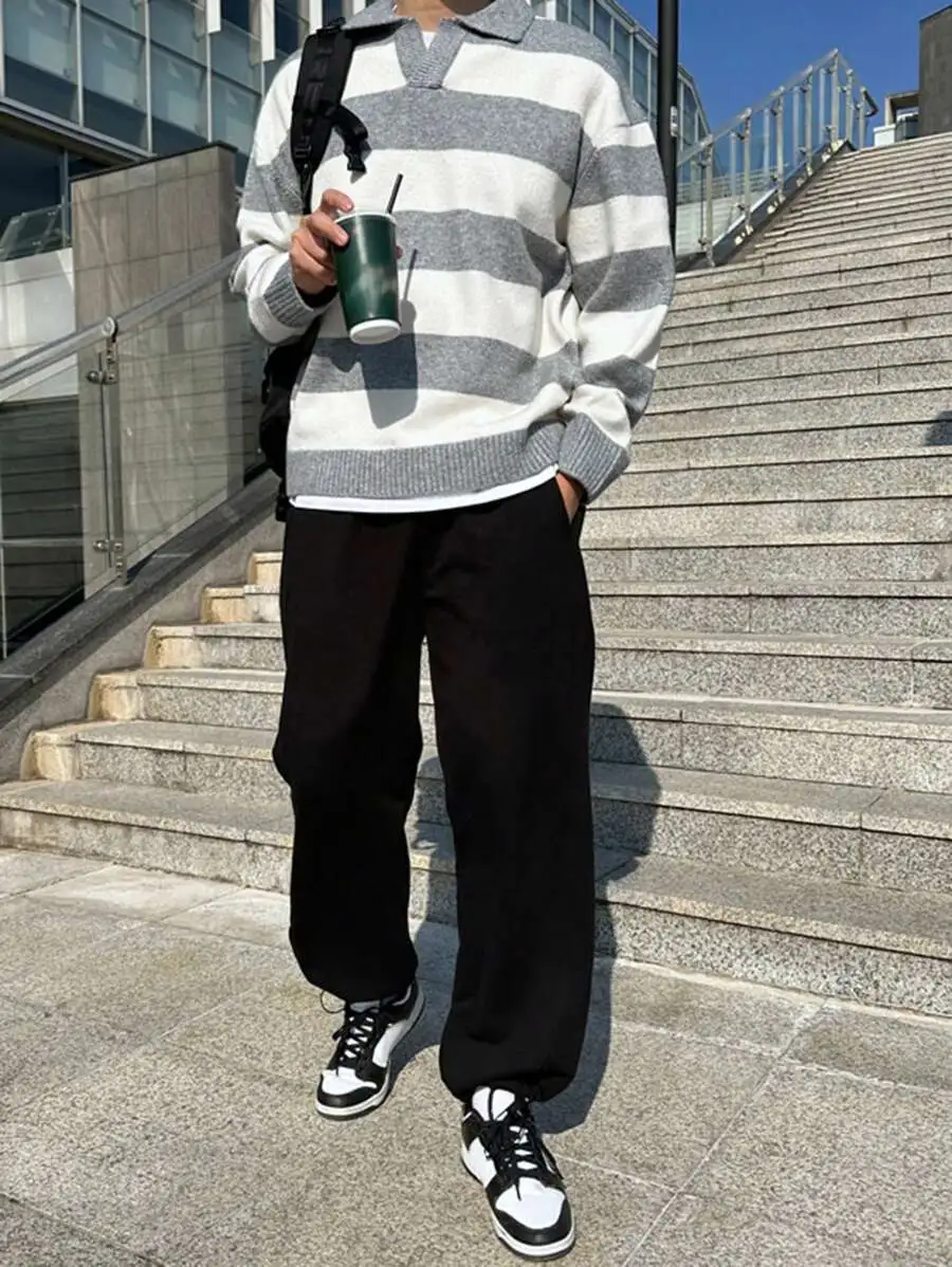 2色切替 ドロップショルダー メンズ  セーター