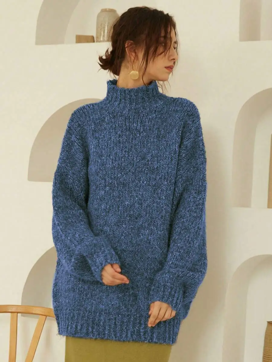 エレガント 厚手 ニット ハイネック 長袖 セーター
