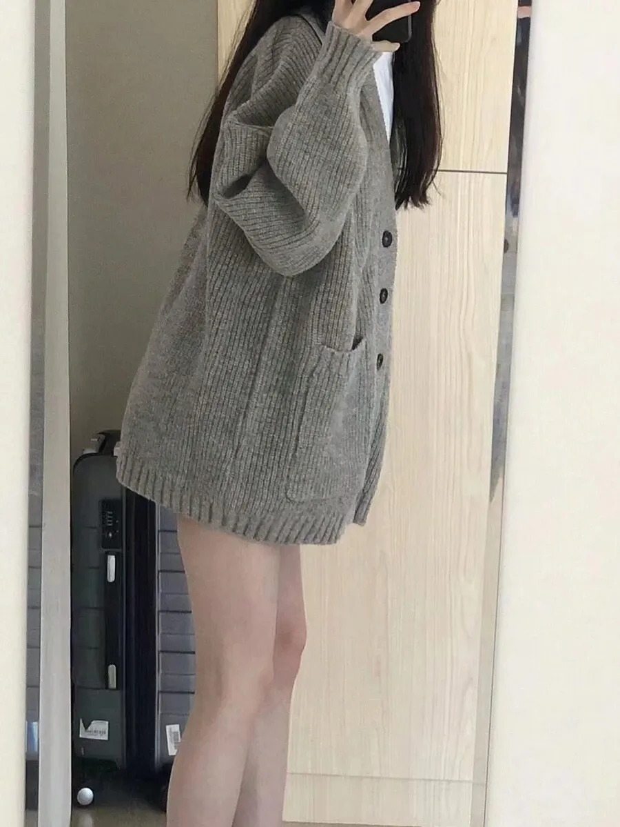 ルーズ カーディガン ポケット付き 定番 シンプル