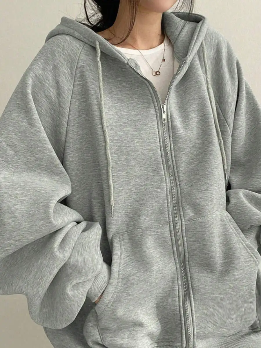 レディース 無地 ラグラン袖 長袖 カジュアル ルーズ  パーカー