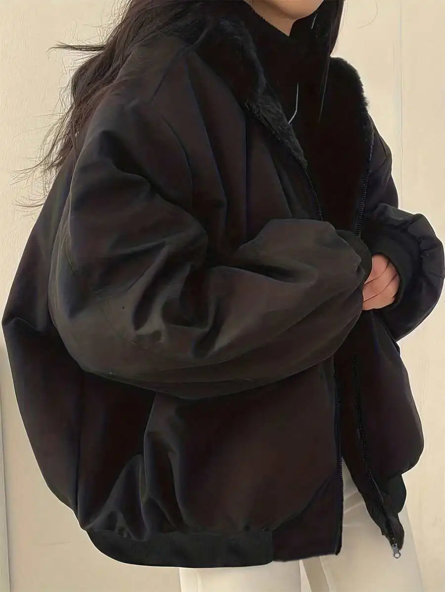 フード付きコート 両面ポケット リバーシブル カジュアル ストリート ショートジャケット