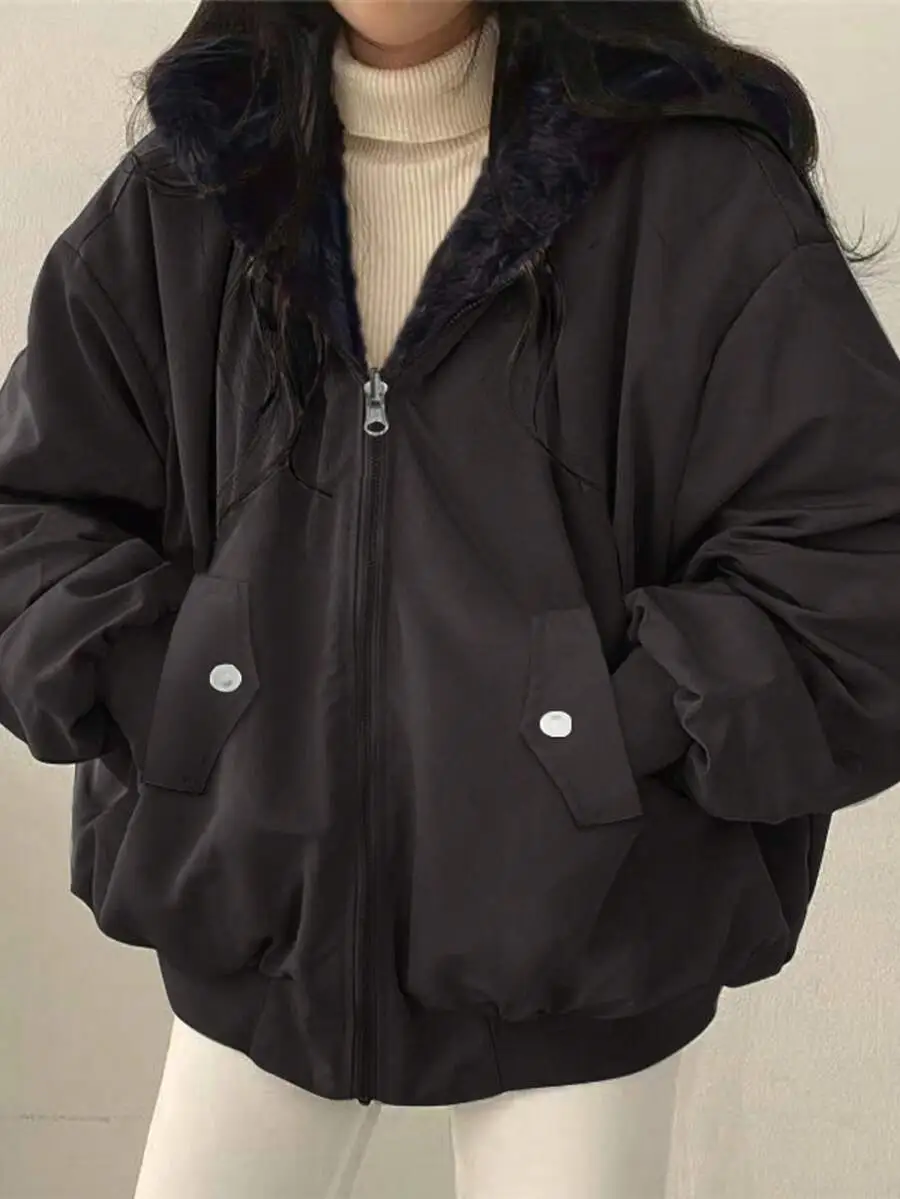 フード付きコート 両面ポケット リバーシブル カジュアル ストリート ショートジャケット