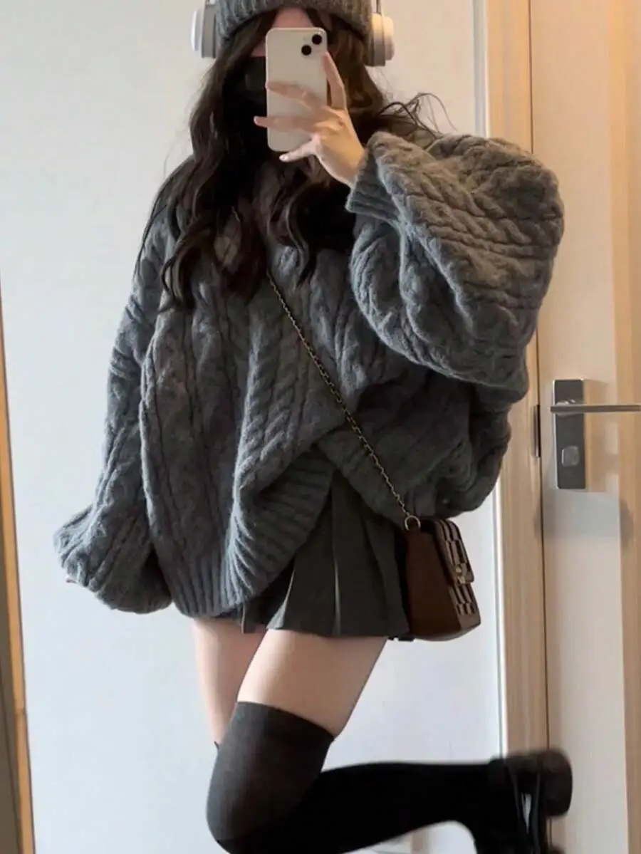 Vネック オーバーサイズ ニット セーター 柔らかく ゆったり プルオーバー ニットウェア