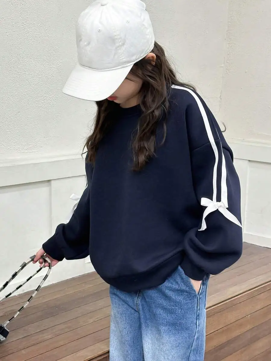 【120-160cm】ガールズ クルーネックスウェットシャツ トレーナー