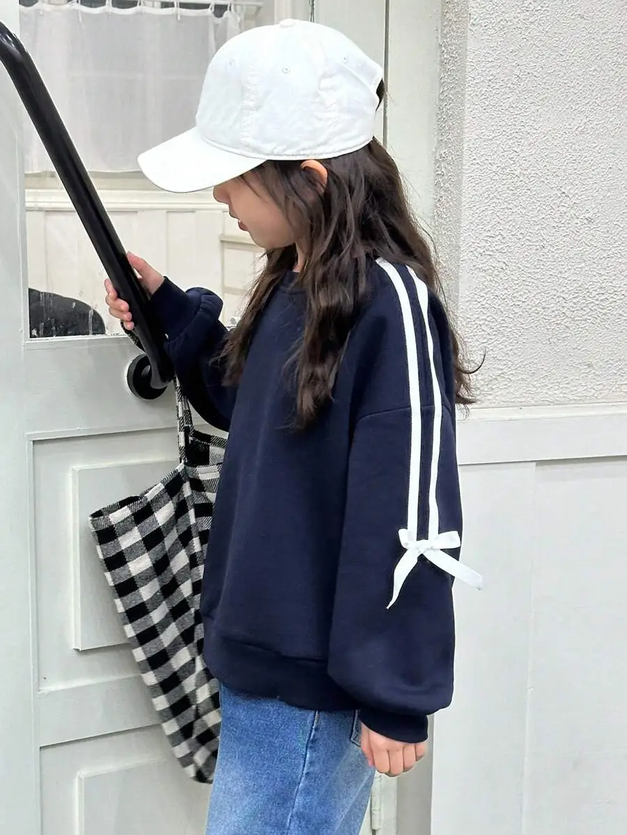 【120-160cm】ガールズ クルーネックスウェットシャツ トレーナー