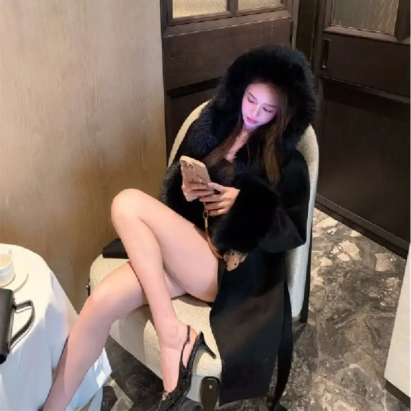 アウター フード付きコート モード トレンド ライトベージュ ブラック