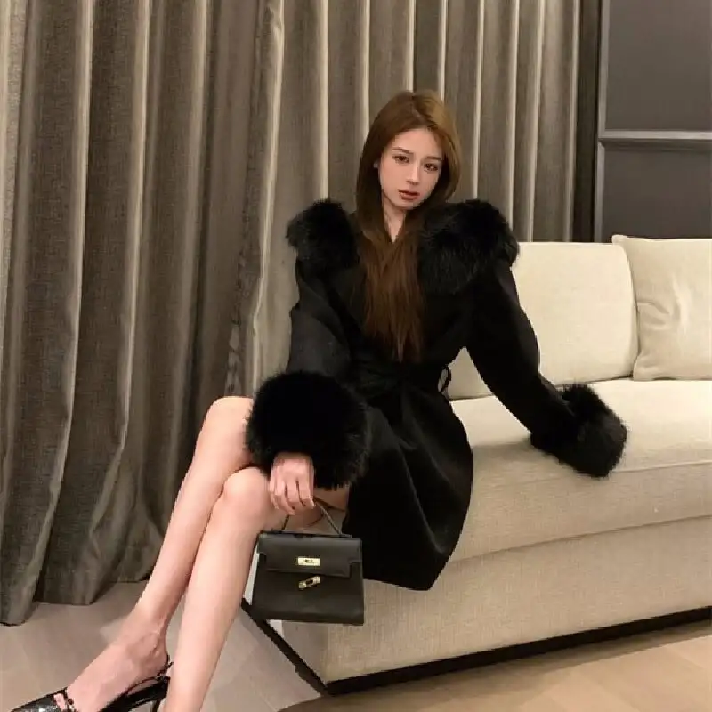 アウター フード付きコート モード トレンド ライトベージュ ブラック