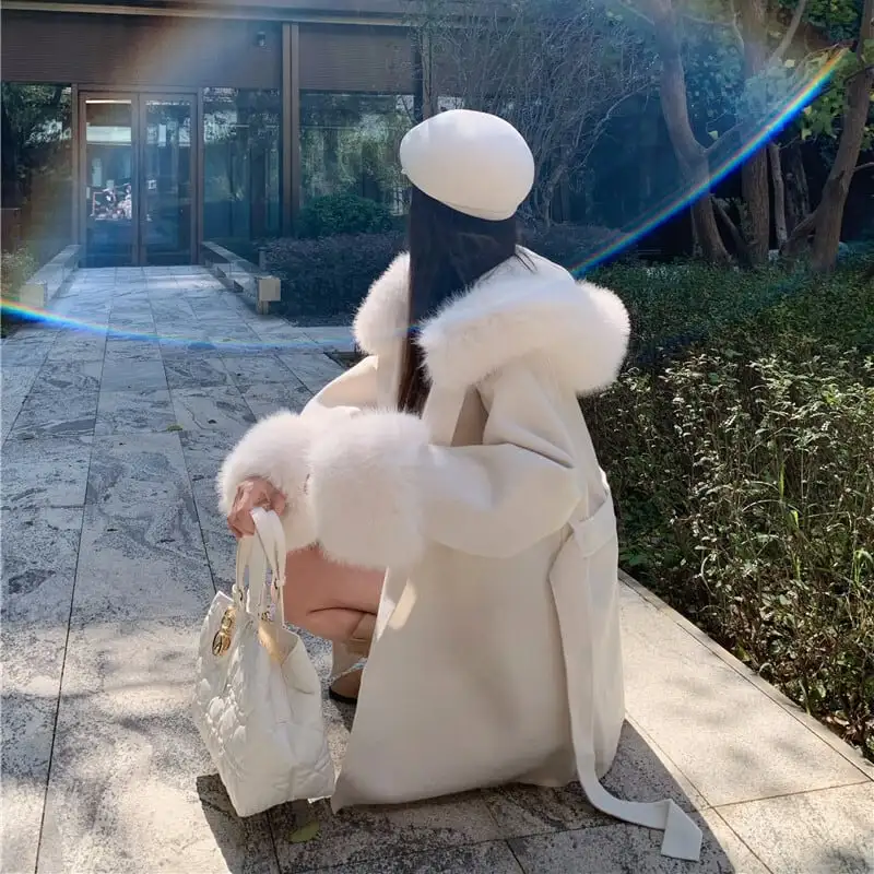 アウター フード付きコート モード トレンド ライトベージュ ブラック