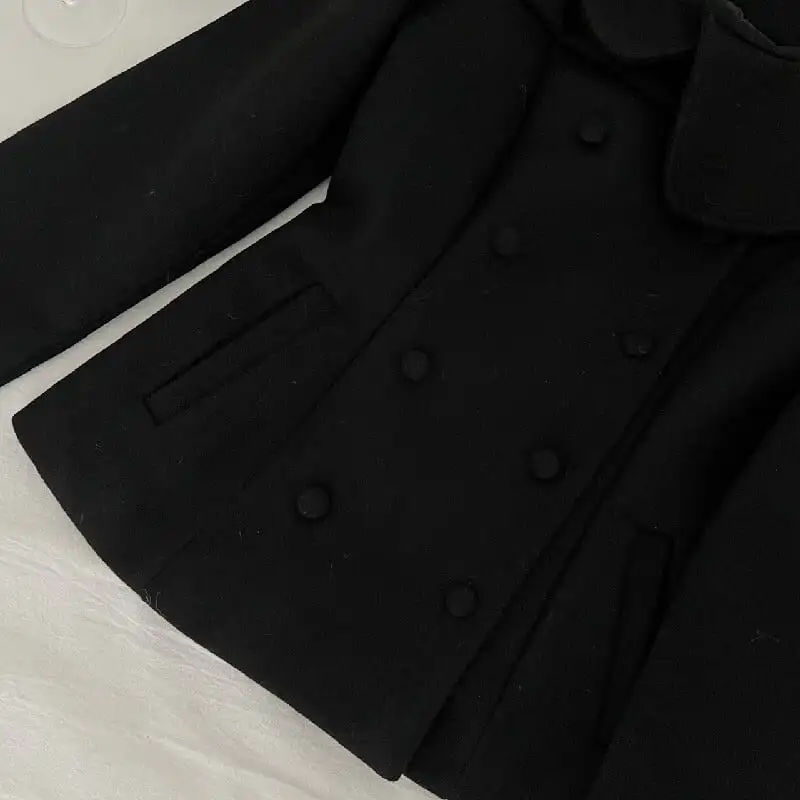 大人可愛い お姫様風 セットアップ ダブルブレスト ジャケット＋スカート ブラック