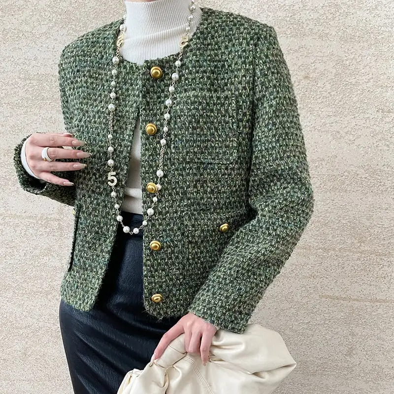 アウター ジャケット 通勤 長袖 シングルブレスト グリーン