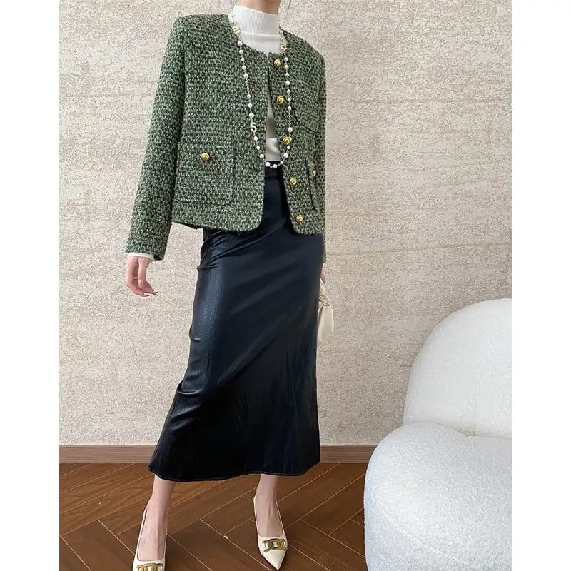 アウター ジャケット 通勤 長袖 シングルブレスト グリーン