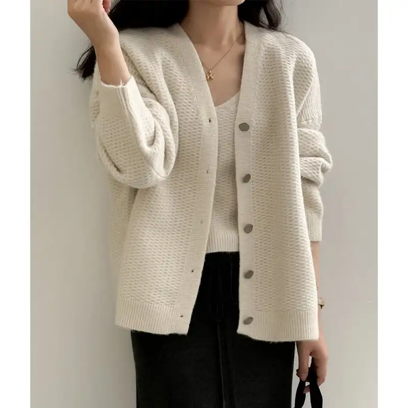 3colors ニット カーディガンセット タンクトップ付き シングルブレスト