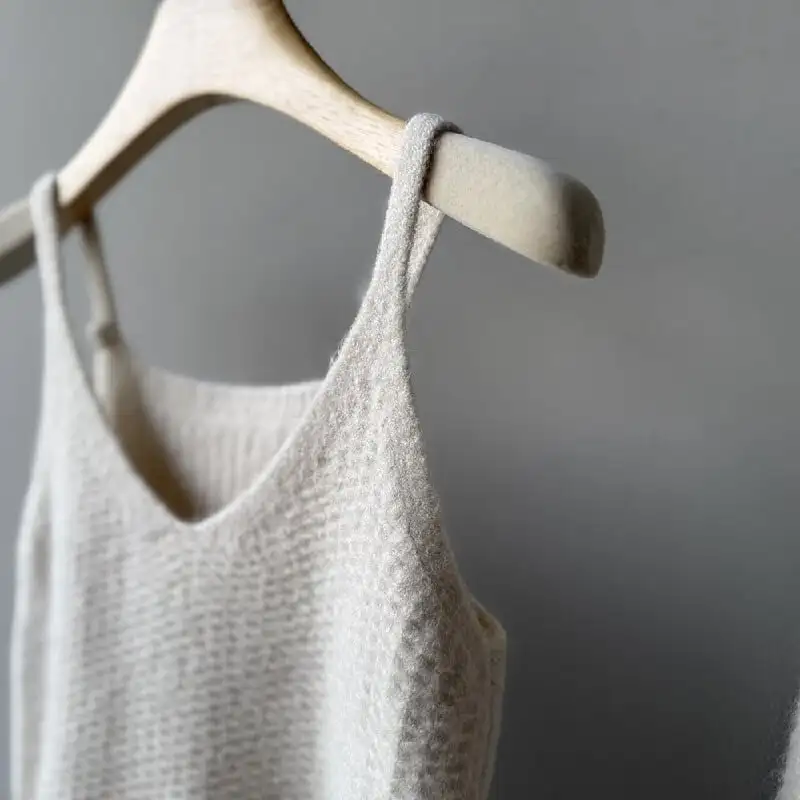 3colors ニット カーディガンセット タンクトップ付き シングルブレスト