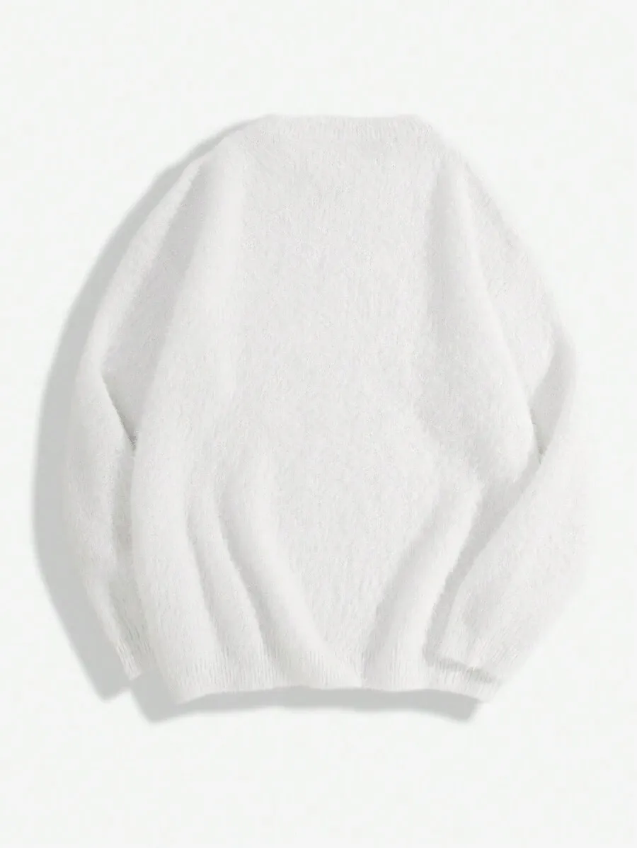 セーター リラックス ニット オーバーサイズ カジュアル 無地 柔らかい ラウンドネック プルオーバー セーター