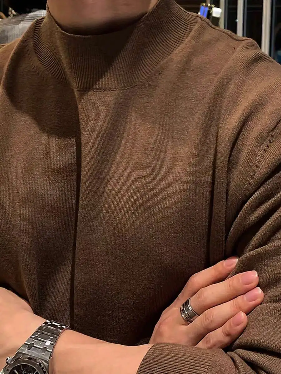 無地 カジュアル タートルネック 長袖 プルオーバー セーター