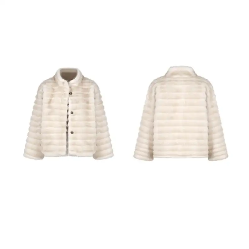 アウター 2色展開 フェイクファー ジャケット スタンドカラーデザイン コーヒー色 ベージュ