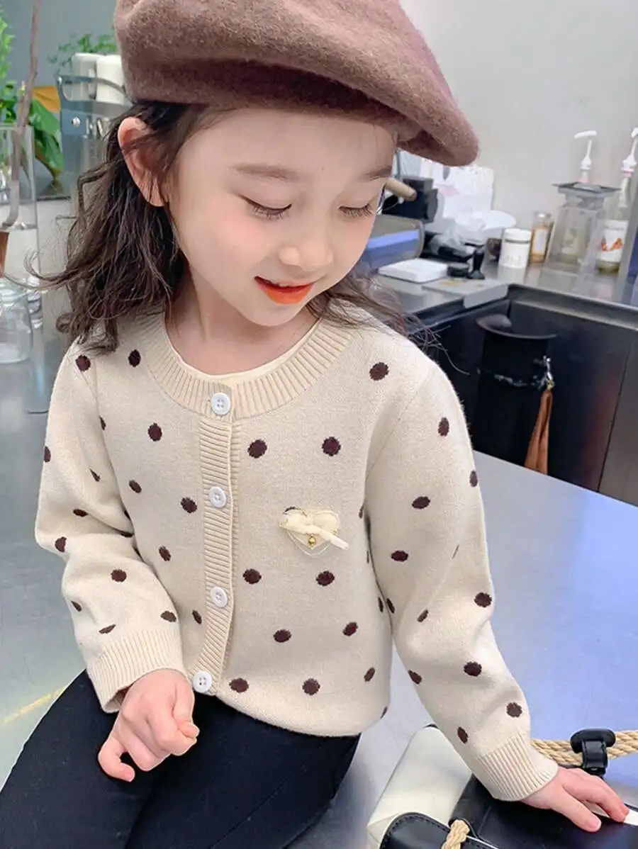 【90-150cm】女の子 長袖 カジュアル セーター  カーディガン