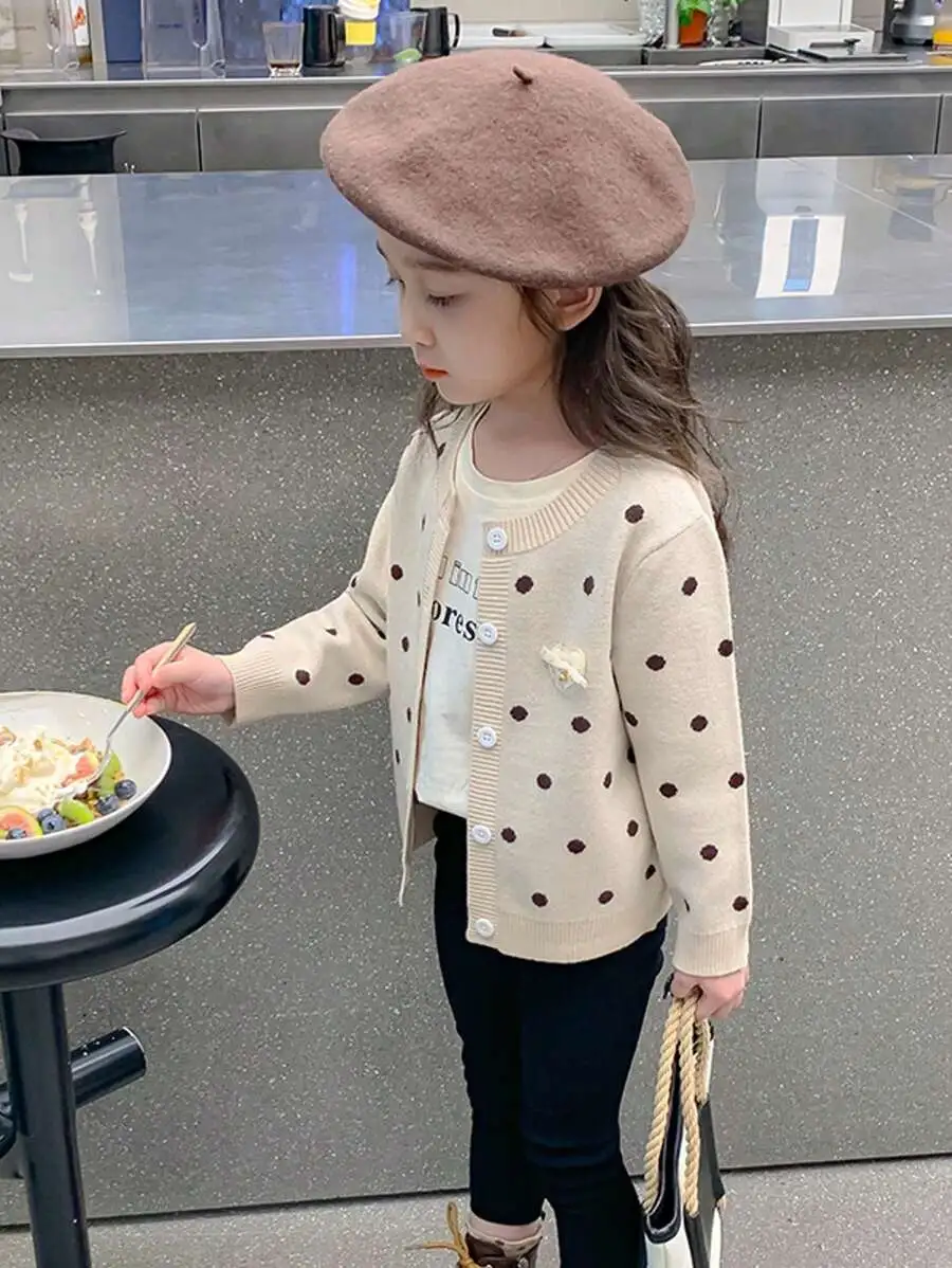 【90-150cm】女の子 長袖 カジュアル セーター  カーディガン