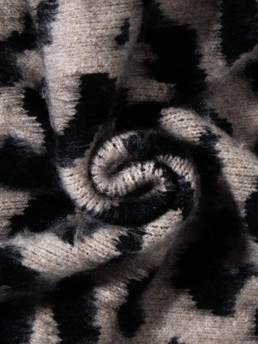 ヒョウ柄  リラックス ストリート ニット クルーネック セーター