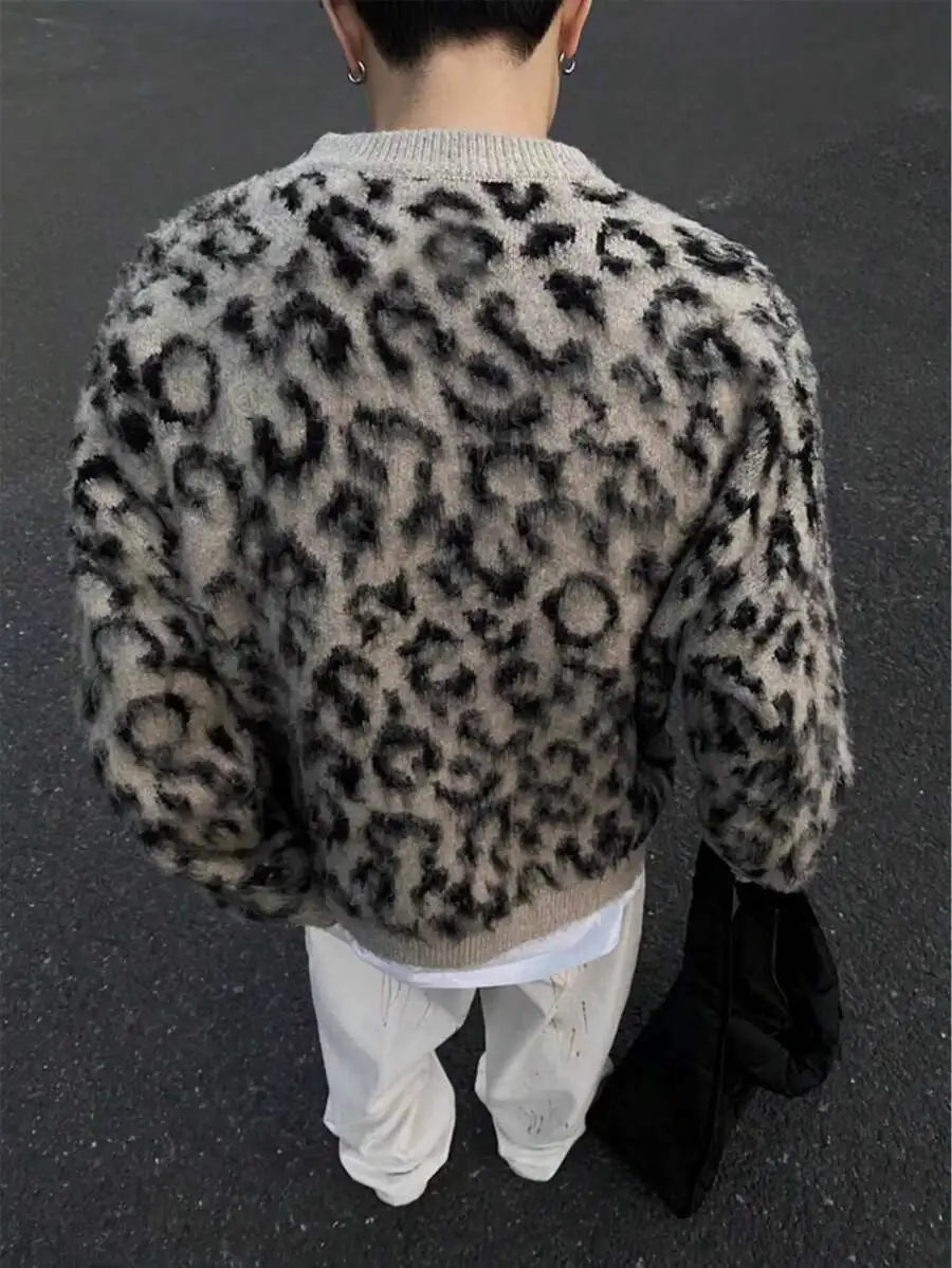 ヒョウ柄  リラックス ストリート ニット クルーネック セーター