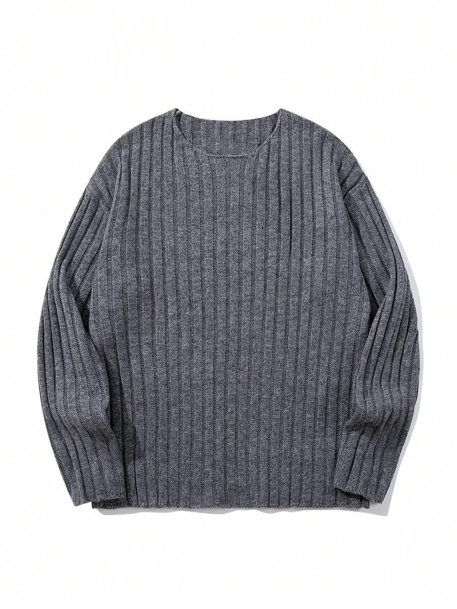 ストリート ドロップショルダー クルーネック 長袖 ニットプルオーバー セーター