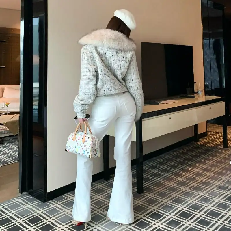 シティガールファッション ツイード ゆったり ファー付き キルティングジャケット