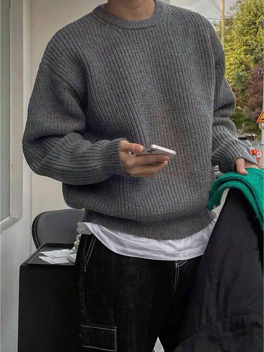 着心地の良い ニット セーター カジュアル ユニセックス 長袖 トップス