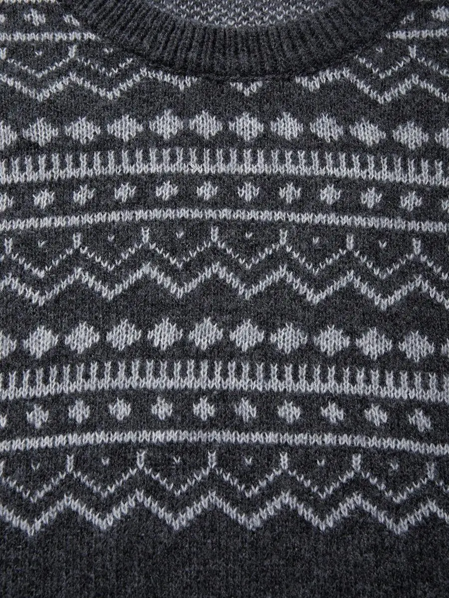 ラウンドネック ルーズ ユニセックス プルオーバー ニット 長袖 セーター