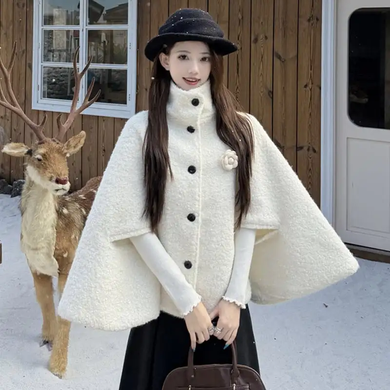 アウター 2色展開 ケープコート ハイネック 大人可愛い ベージュ グレー