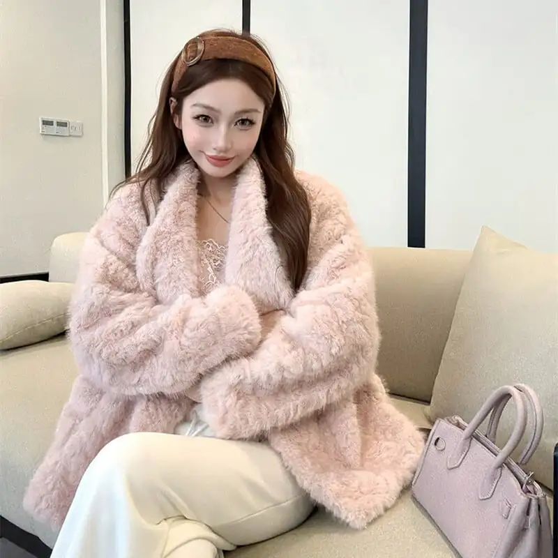 アウター フェイクファー ぬくぬく ピンク ベージュ