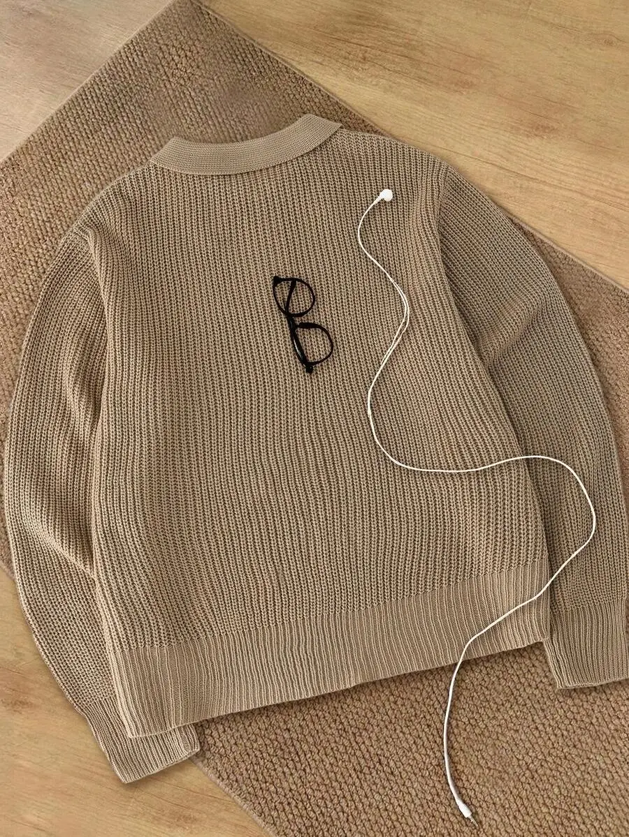 カジュアル ジップアップ ニット セーター