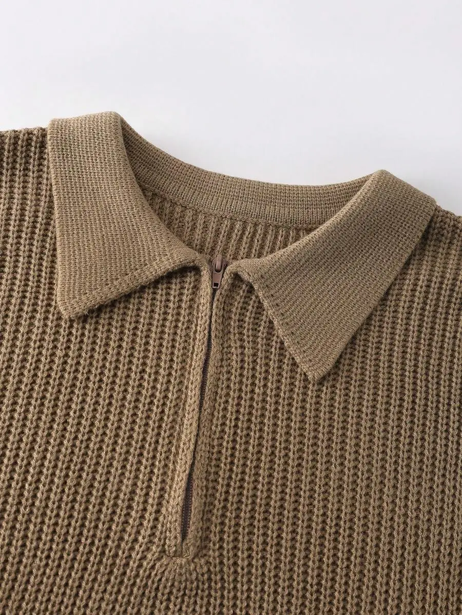 カジュアル ジップアップ ニット セーター