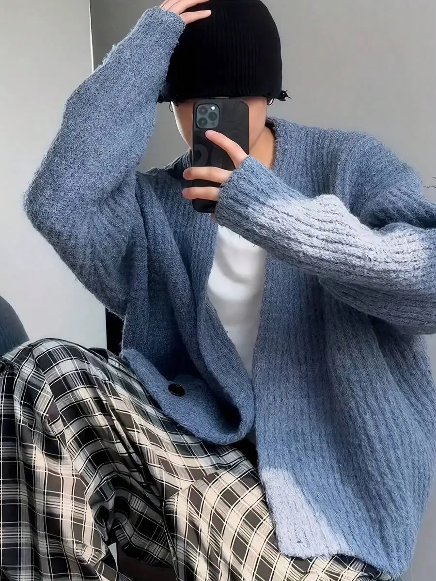 柔らかい ニット カーディガン セーター ゆったり カジュアル