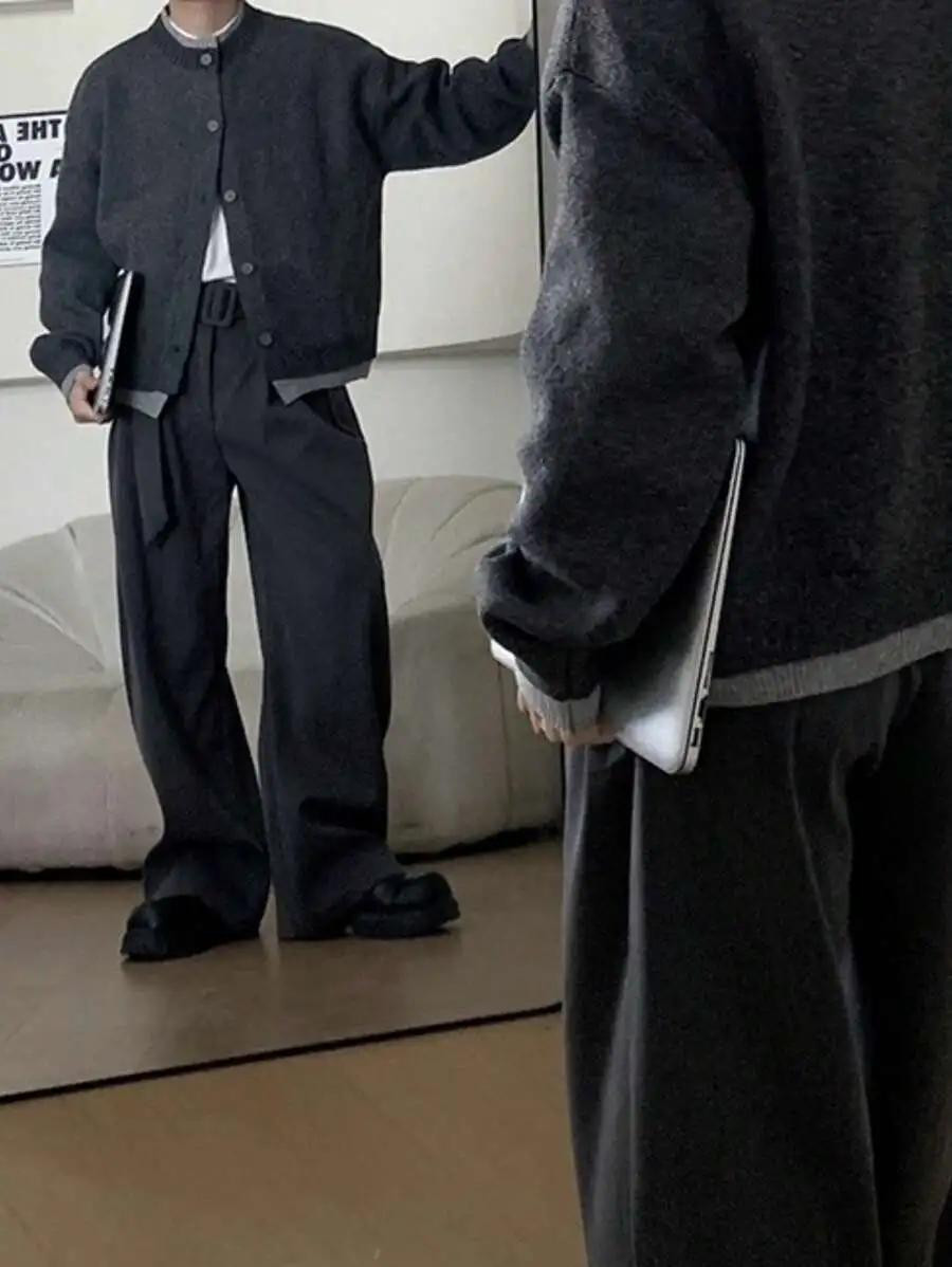 カジュアル シンプル ニットカーディガン 長袖トップス