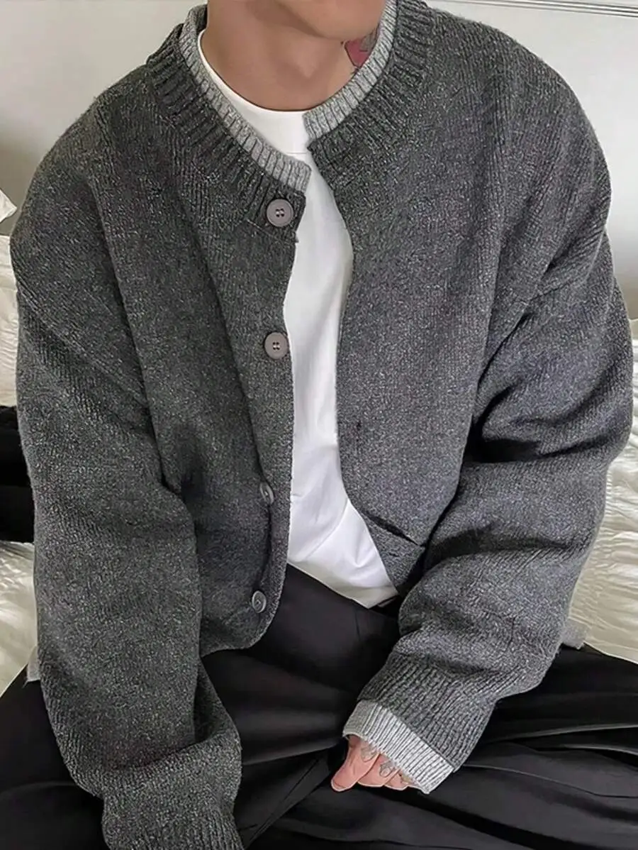 カジュアル シンプル ニットカーディガン 長袖トップス