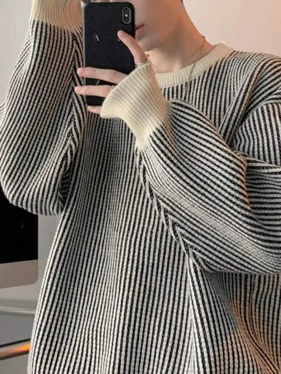 ラウンドネック ルーズ プルオーバー ニット セーター