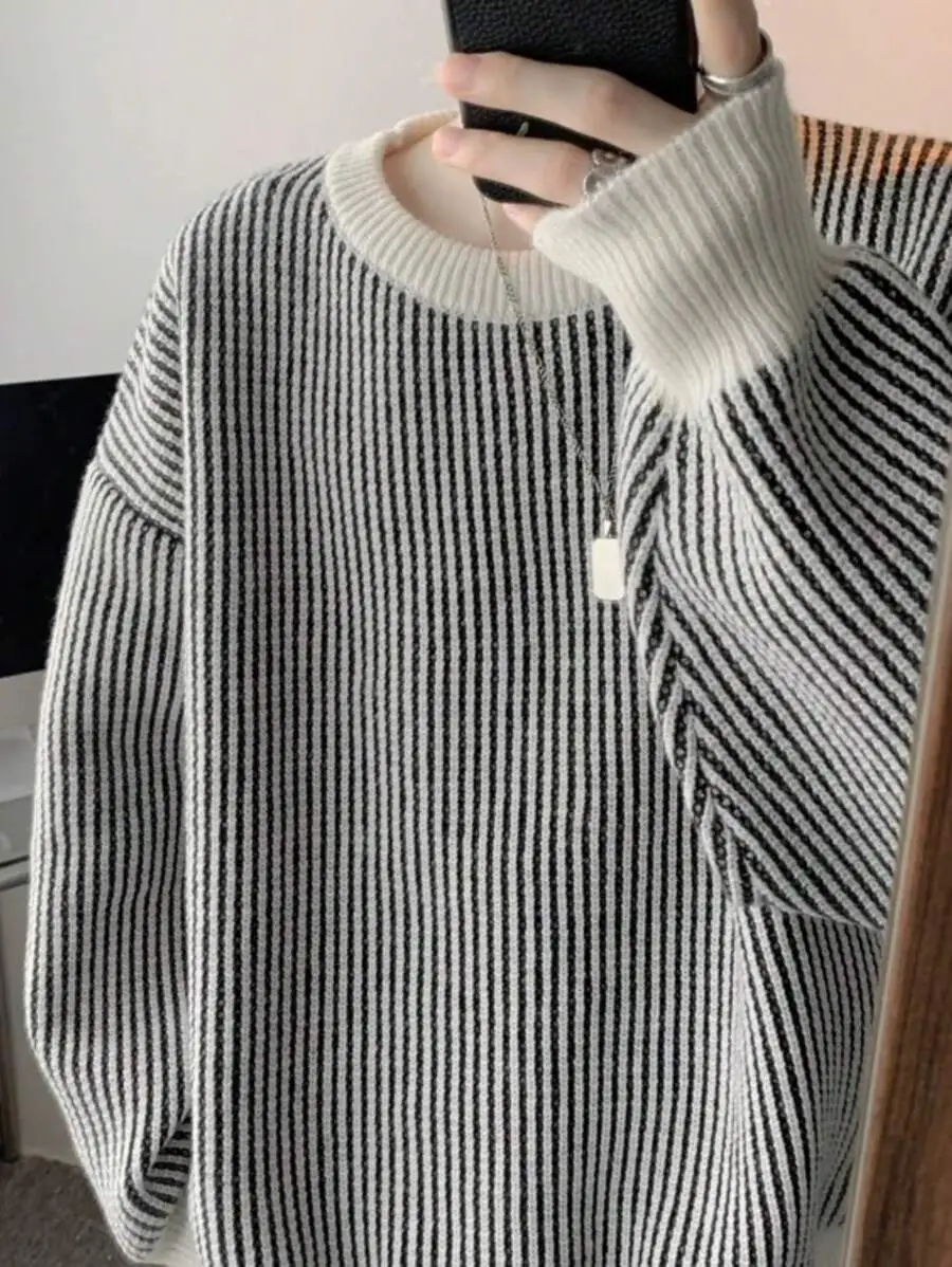 ラウンドネック ルーズ プルオーバー ニット セーター