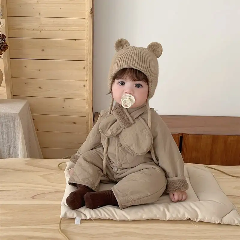 【66-90cm】冬新作　暖かい防寒ロンパース＆マフラー