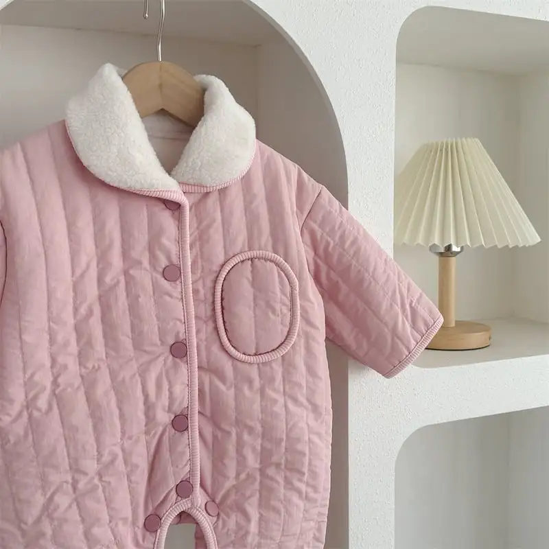 【66-100cm】暖かい 防寒 無地 ロンパース