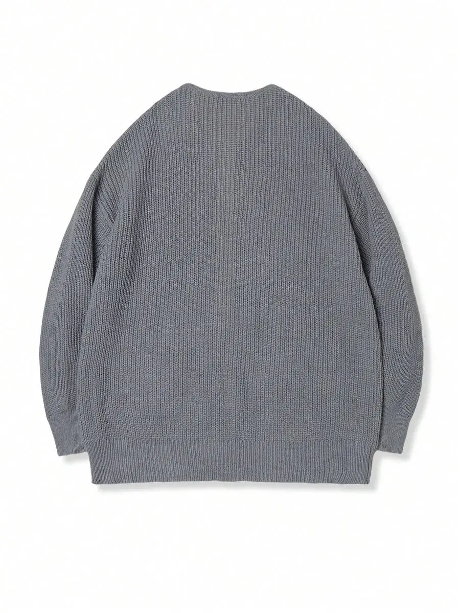 ジップアップ ルーズ カジュアル リラックス ドロップショルダー  無地 ニット カーディガン