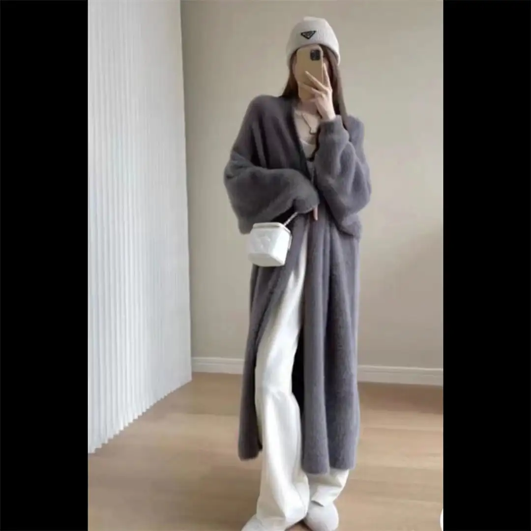 3colors ロングシルエット オーバーサイズ ニットカーディガン