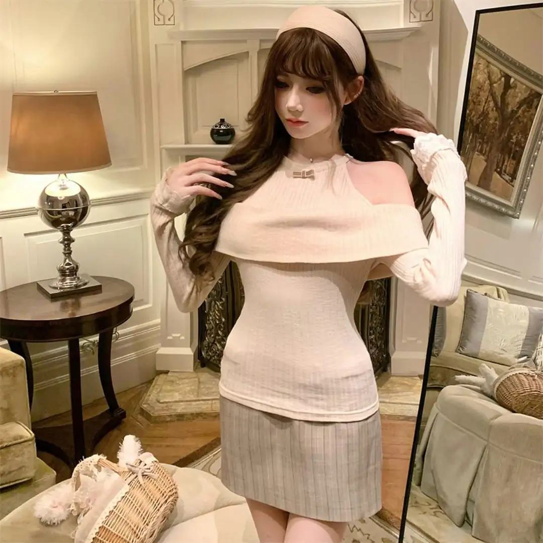 セットアップ カジュアル オフショルダー ウエストシェイプ トップス＆スカート