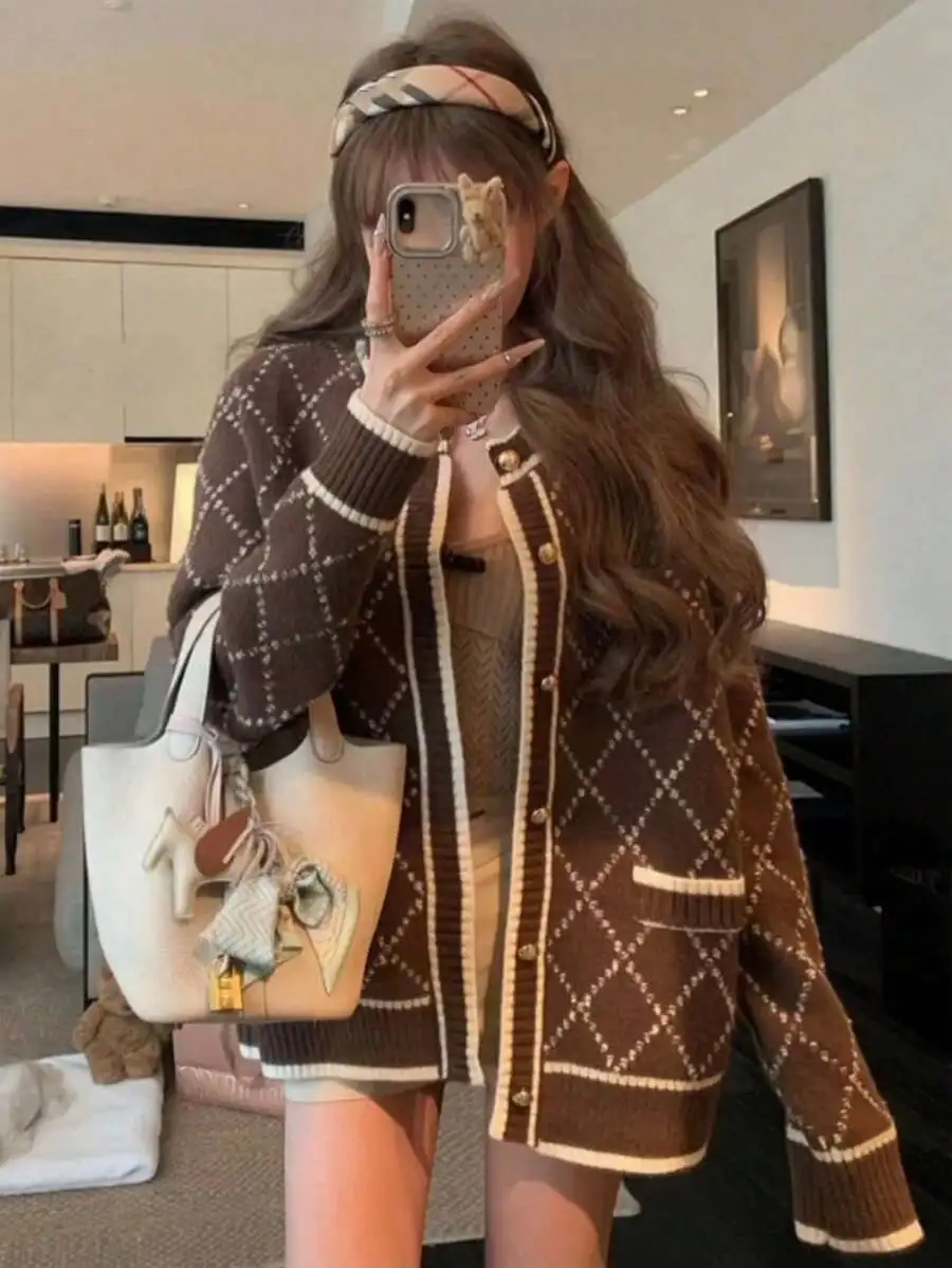 シックトップス ルーズ ニットカーディガン